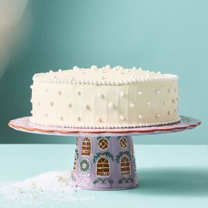 NWT ANTHROPOLOGIE Ginger Stoneware Cake Stand Purple New in Box